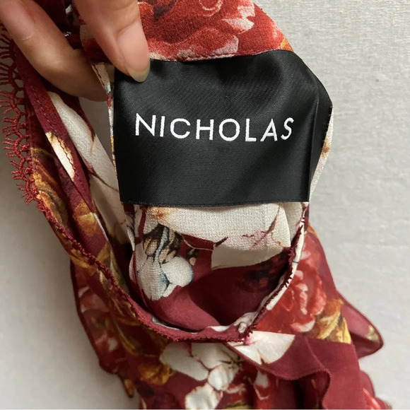 Nicholas Silk Floral Print Cold Shoulder Blouse Size S - Picture 8 of 10
